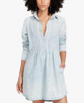 Denim Supply Ralph Lauren Pintucked Chambray Cotton Dress Macy's