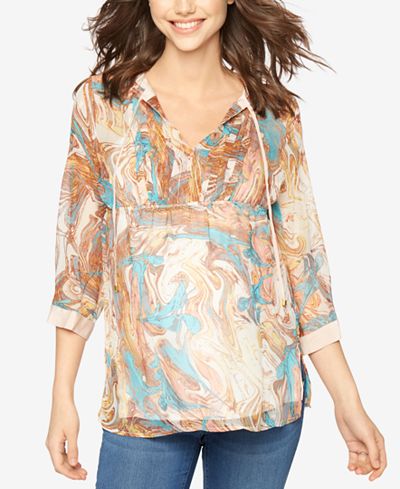 Ella Moss Maternity Printed Split-Neck Top