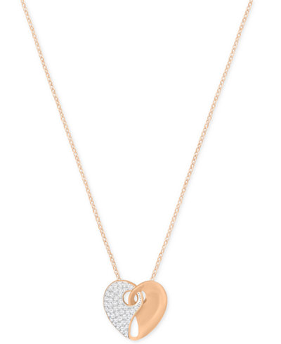 Swarovski Two-Tone Pavé Heart Pendant Necklace