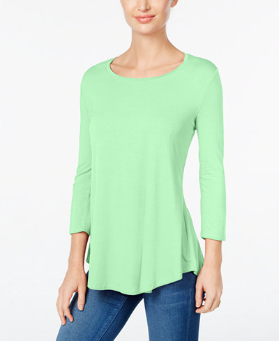 JM Collection Petite Three-Quarter-Sleeve Top, Only at Macy's