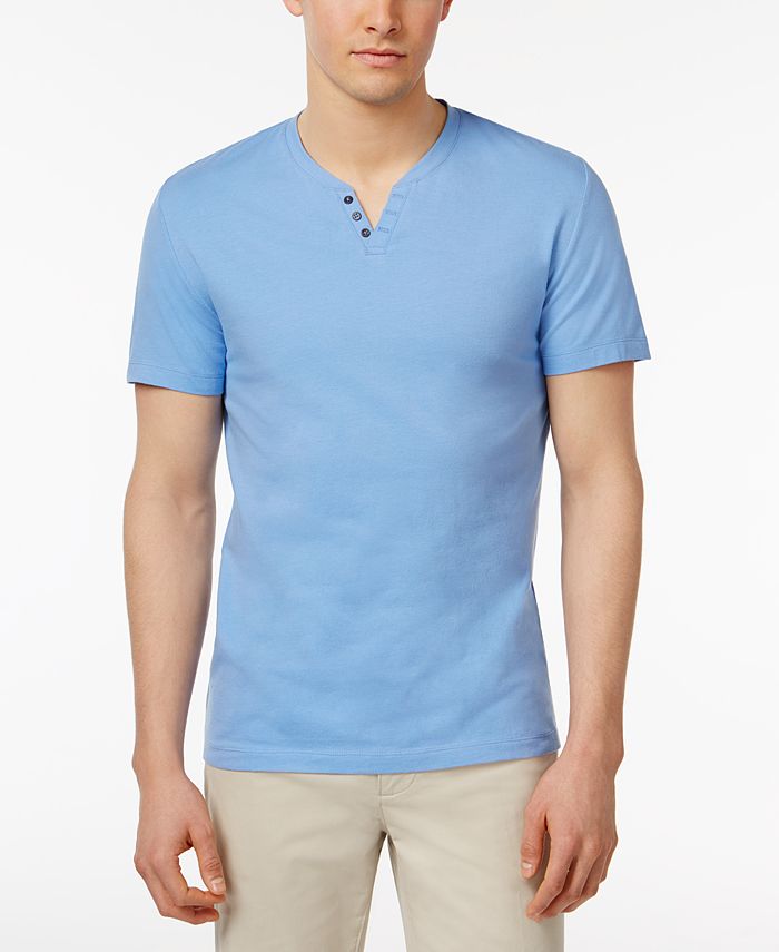 Alfani Men's Split-Neck Cotton T-Shirt, Created for Macy's - Macy's