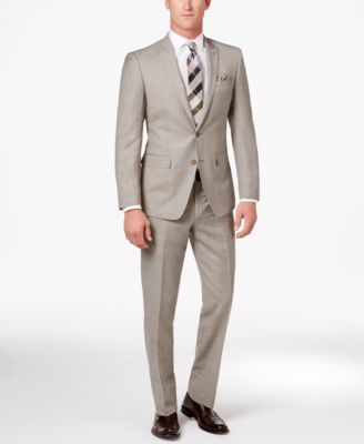Tallia - Men's Slim-Fit Cream Sharkskin Suit