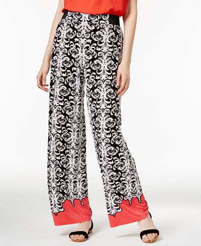 INC International Concepts Printed Wide-Leg Pants, Only at Macy's