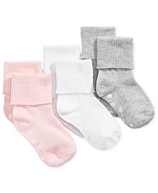 Baby Girls 3-Pk. Cuffed Low-Cut Socks, Created for Macy's