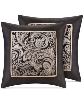 Madison Park - Aubrey Paisley Jacquard 20" Square Pair of Decorative Pillows