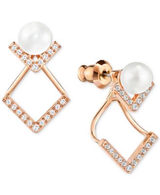 Swarovski - Imitation Glass Pearl and Pav&eacute; Earring Jacket Earrings