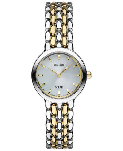 Seiko Women's Dress Solar Two-Tone Stainless Steel Bracelet Watch 23mm SUP349