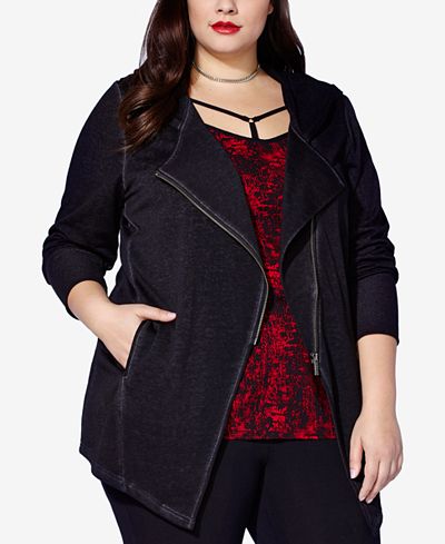 MBLM by Tess Holliday Trendy Plus Size Moto Hoodie