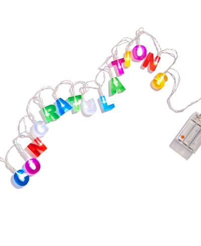 Kikkerland Congratulations String Lights, 6'L