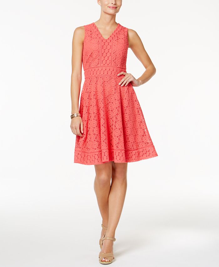 Charter Club Petite Lace Fit & Flare Dress, Created for Macy's - Macy's