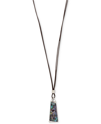 Robert Lee Morris Soho Silver-Tone Abalone-Inspired Stone Leather Pendant Necklace