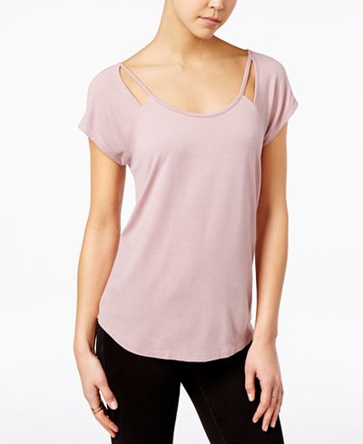 Almost Famous Juniors' Strappy Cutout T-Shirt