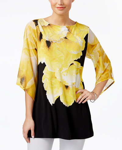 JM Collection Petite Floral-Print Tunic, Only at Macy's