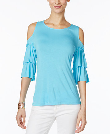 Ruffled Cold-Shoulder top, Only at Macy's