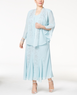 R & M Richards Plus Size Beaded V-Neck Dress and Jacket