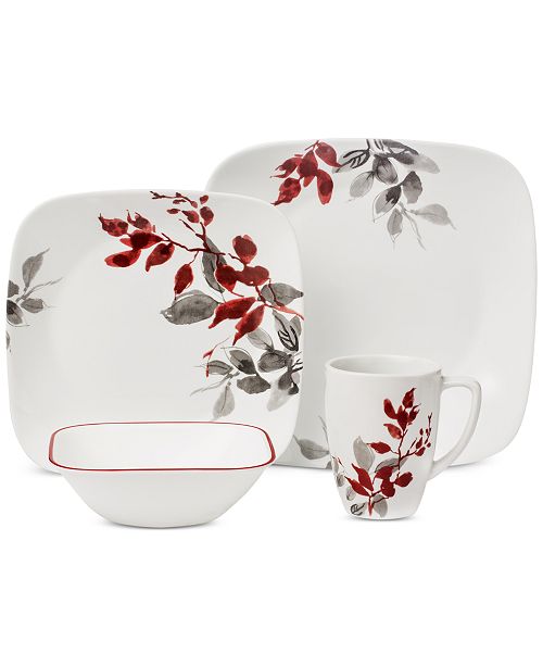 Corelle Kyoto Leaves Square 16 Pc Set Service For 4 Reviews