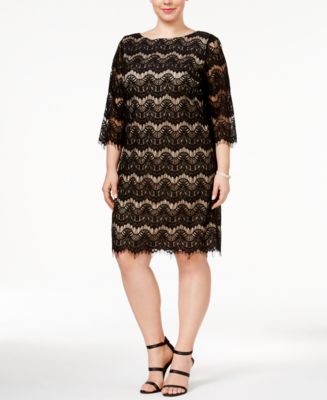 Jessica Howard Plus Size Lace Illusion Sheath Dress - Dresses - Women ...