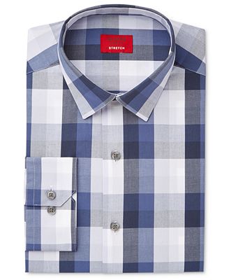 Neiman Marcus Trim Fit Large Gingham Dress Shirt Light Blue ...