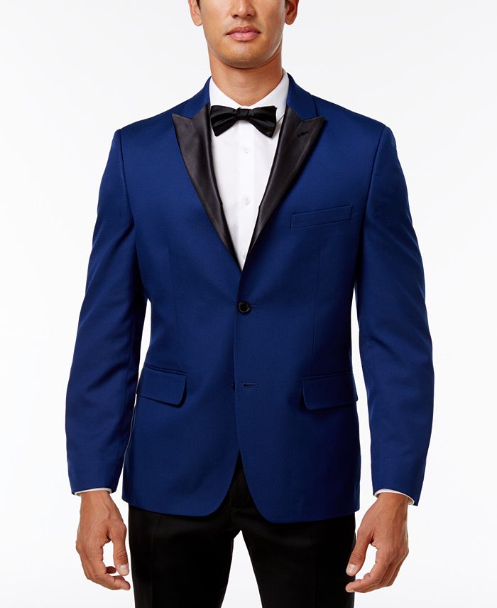 Alfani Men's Slim-Fit Blue Micro-Grid Dinner Jacket, Created for Macy's ...