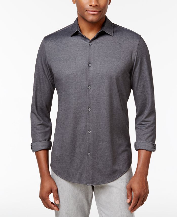 Alfani Men's Heathered Stretch Shirt, Created for Macy's - Macy's