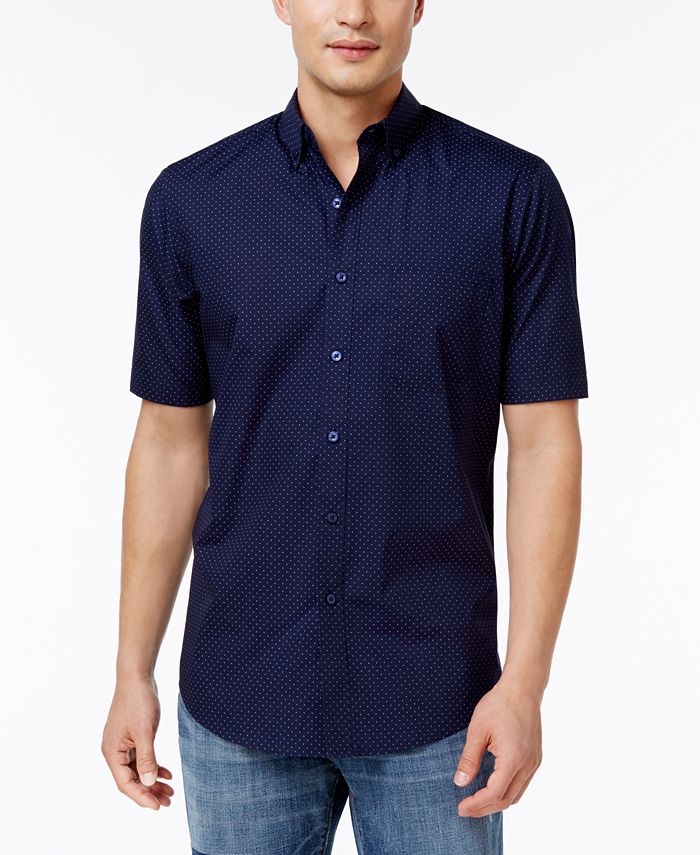 Men's Micro Dot Print Stretch Cotton Shirt, Created for Macy's