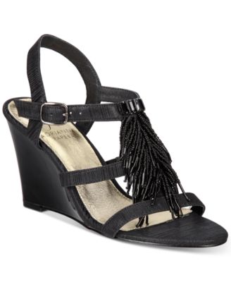 Adrianna Papell - Adair Fringe Wedge Evening Sandals