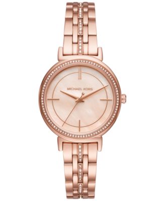 Michael Kors - Women's Cinthia Crystal Accent Rose Gold-Tone Stainless Steel Bracelet Watch 33mm MK3643