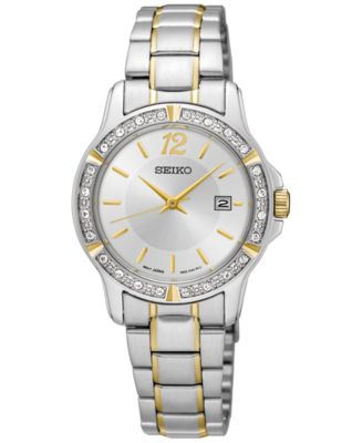 Seiko Women's Two-Tone Stainless Steel Bracelet Watch 28mm SUR718 - Macy's