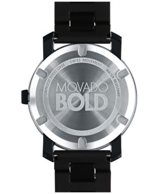 Movado Unisex Swiss Bold Large Black TR90 Polyurethane Bracelet Watch ...