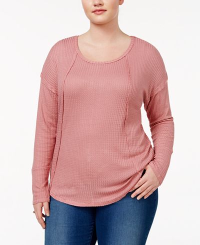 Almost Famous Trendy Plus Size Waffle-Knit Top