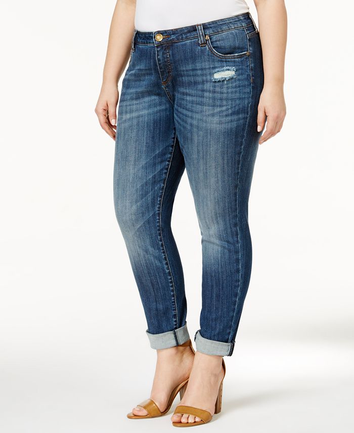 Kut from the Kloth Plus Size Catherine Destructed Boyfriend Jeans - Macy's