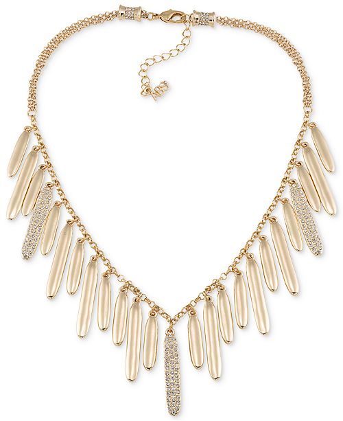 ABS by Allen Schwartz GoldTone Crystal Large Fringe Collar Necklace