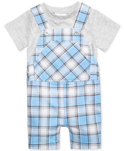 First Impressions 2-Pc. T-Shirt & Plaid Shortall Set, Baby Boys (0-24 months), Only at Macy's