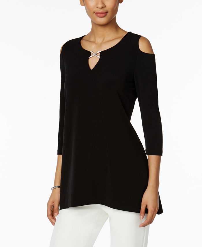 JM Collection Petite Cold-Shoulder Top, Created for Macy's - Macy's