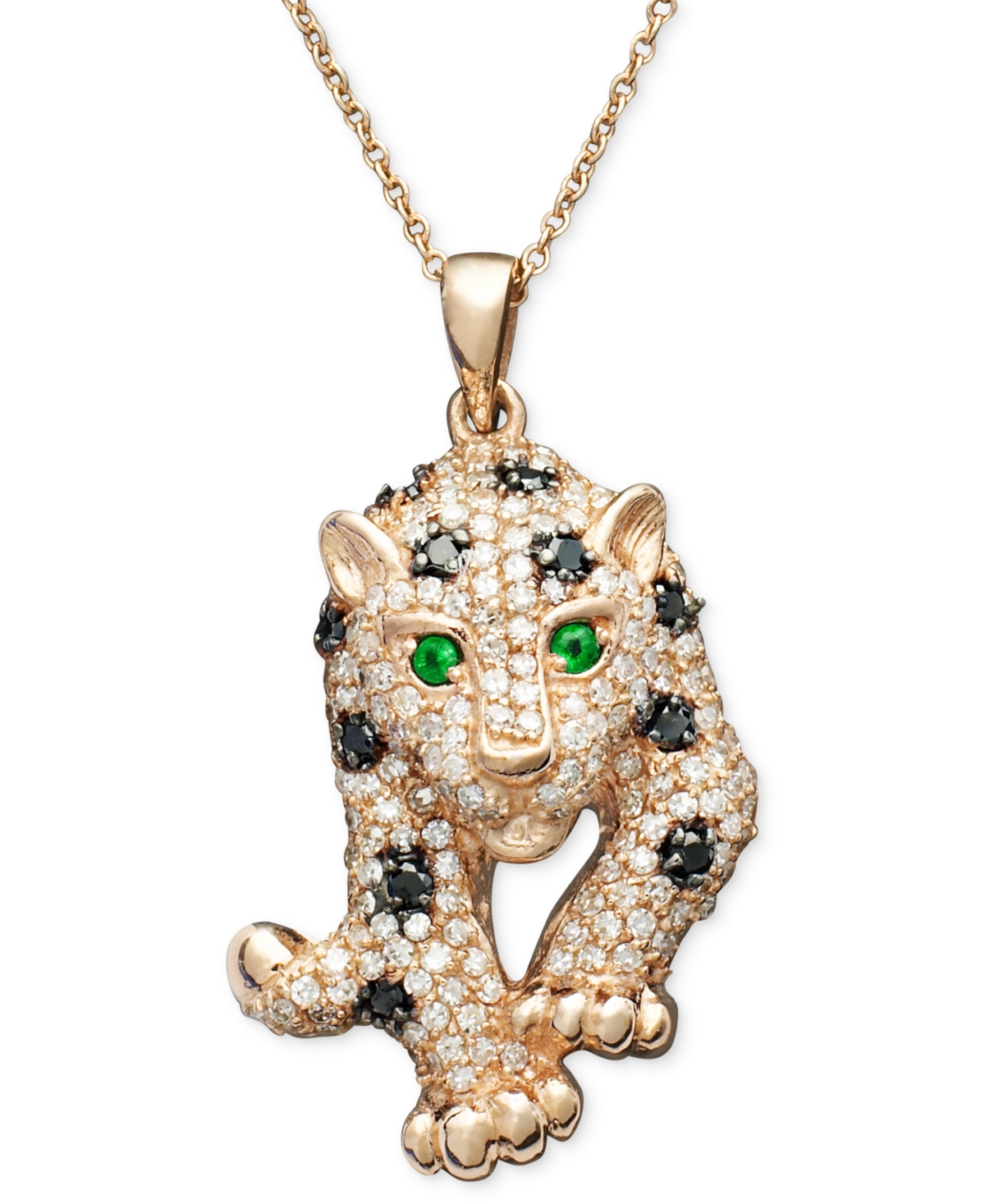 Effy Collection Effy Signature Black And White Diamond (3/4 Ct. T.w.) And Multistone Panther Pendant Necklace In 14k In Rose Gold