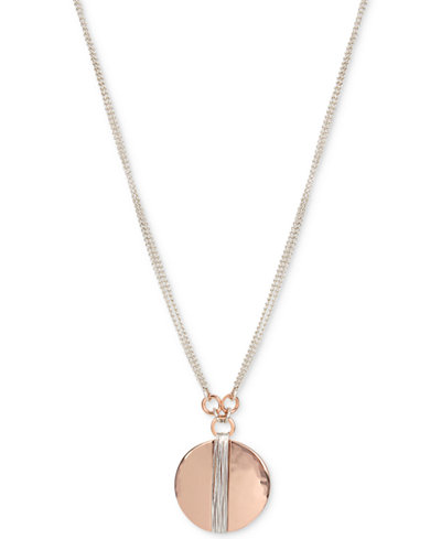 Robert Lee Morris Soho Two-Tone Wire Wrapped Disc Pendant Necklace