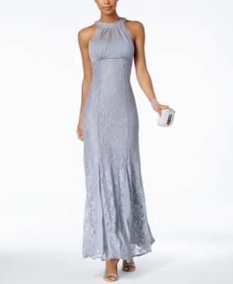 macys nightway lace halter gown