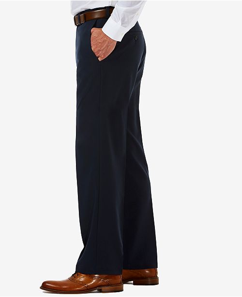 Haggar Men S Cool 18 Pro Classic Fit Expandable Waist Flat Front