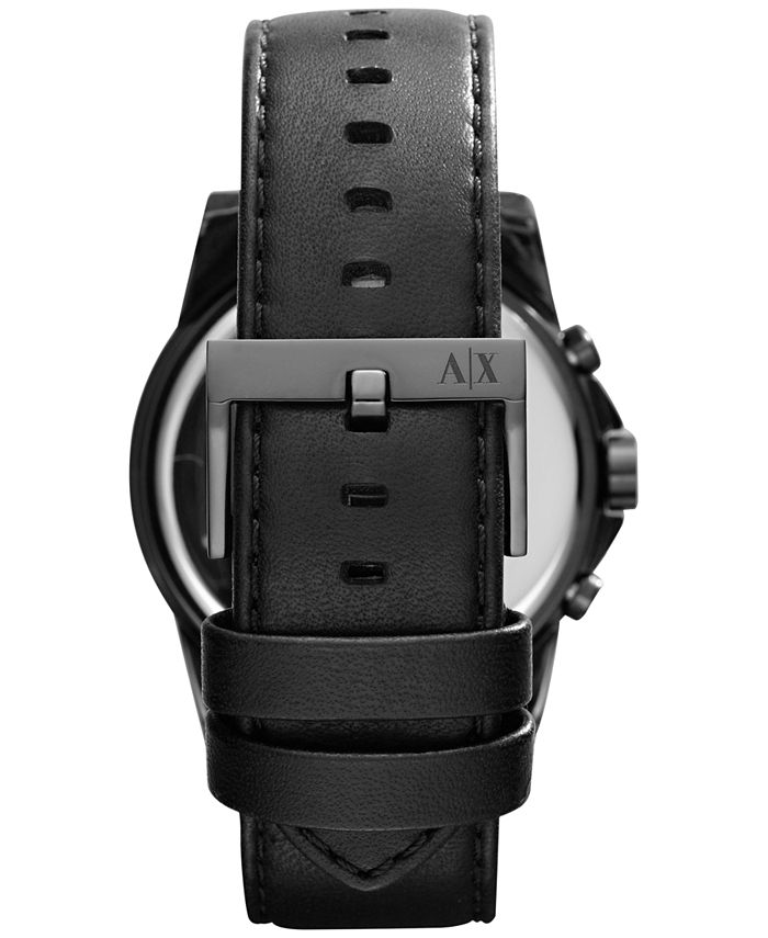 A|X Armani Exchange Men's Black Leather Strap Watch 45mm AX2098 - Macy's