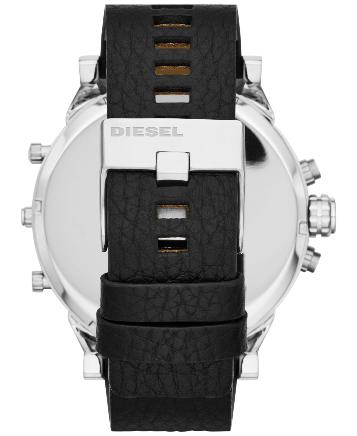 Мужские часы Diesel Chronograph Mr. Daddy 2.0 Black Leather Strap Watch 66x57mm DZ7313, цвет: Чёрный — фото 3