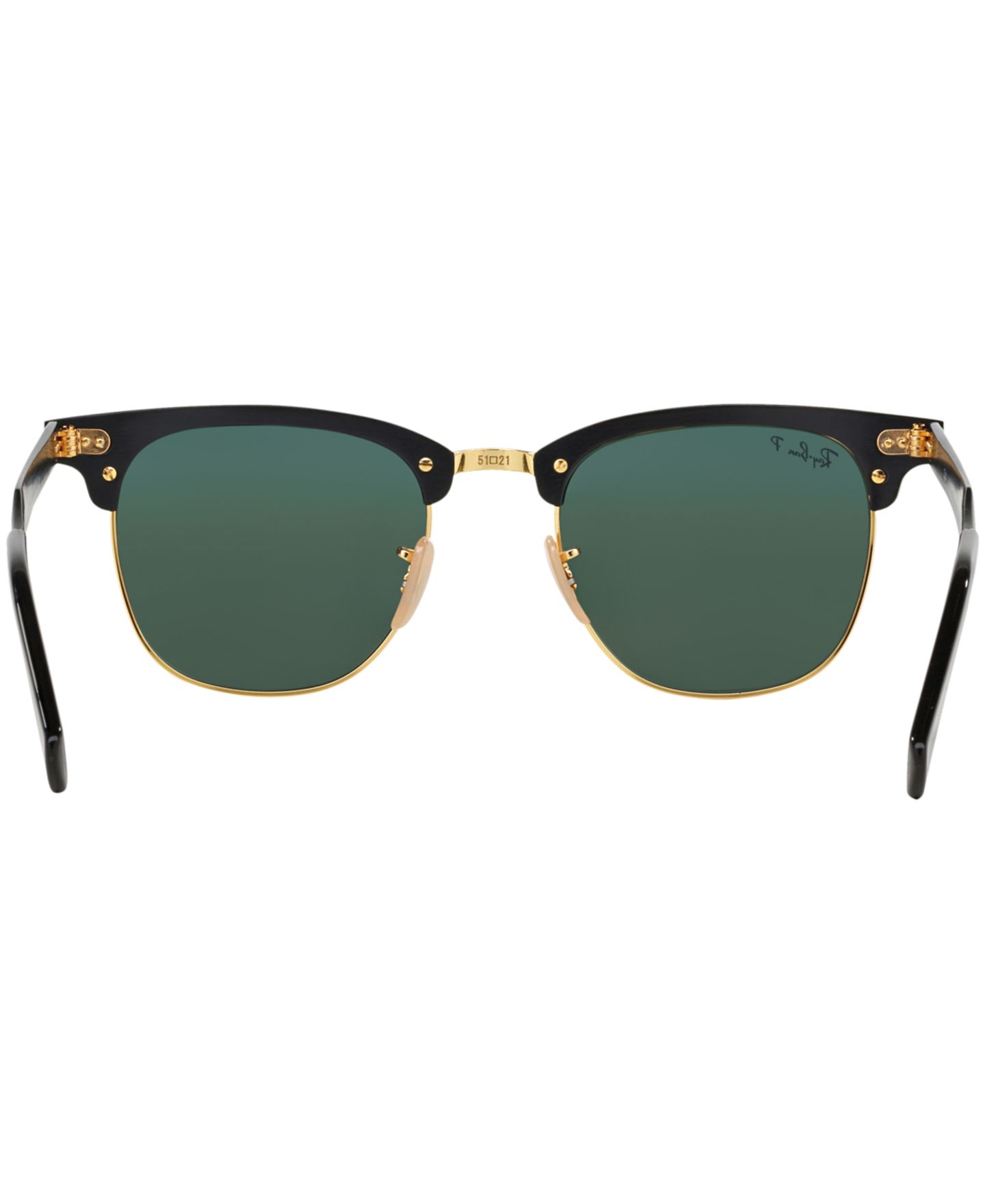 Женские солнцезащитные очки Ray-Ban Polarized Sunglasses, RB3507 Clubmaster Aluminum, цвет: Чёрный / Зелёный — фото 5