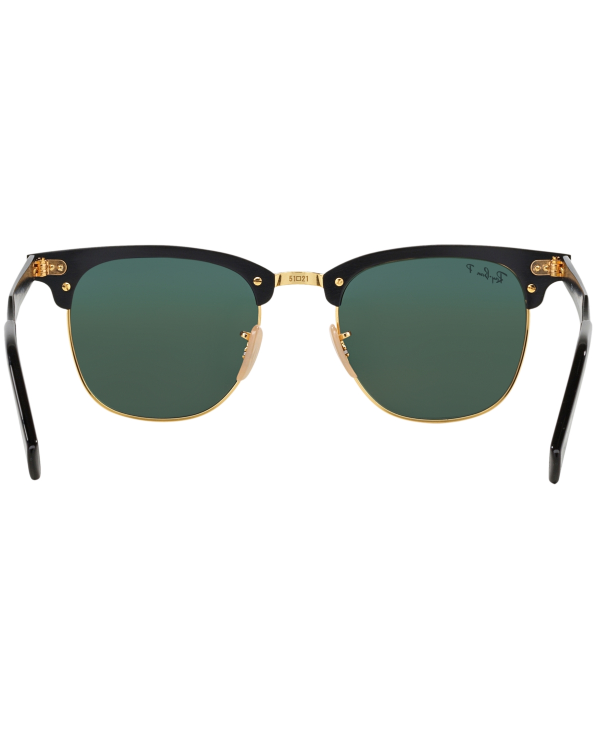 Ray Ban Clubmaster Aluminum Sunglasses Black Frame Green Lenses Polarized 51-21 In Black,green