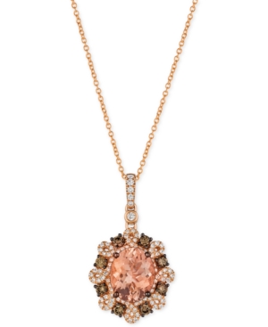 image of Le Vian Peach Morganite (2-3/8 ct. t.w.) and Diamond (3/4 ct. t.w.) Pendant Necklace in 14k Rose Gold