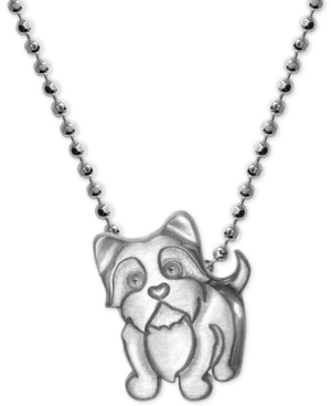 Shop Alex Woo Yorkie Pendant Necklace In Sterling Silver