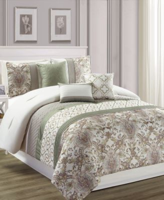 Hallmart Collectibles Encino 7-Pc. Queen Comforter Set - Bed in a Bag - Bed & Bath - Macy&#39;s