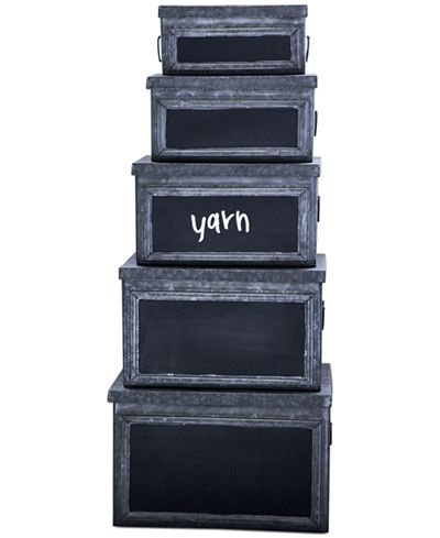Set of 5 Metal Bins with Chalkboard Fronts