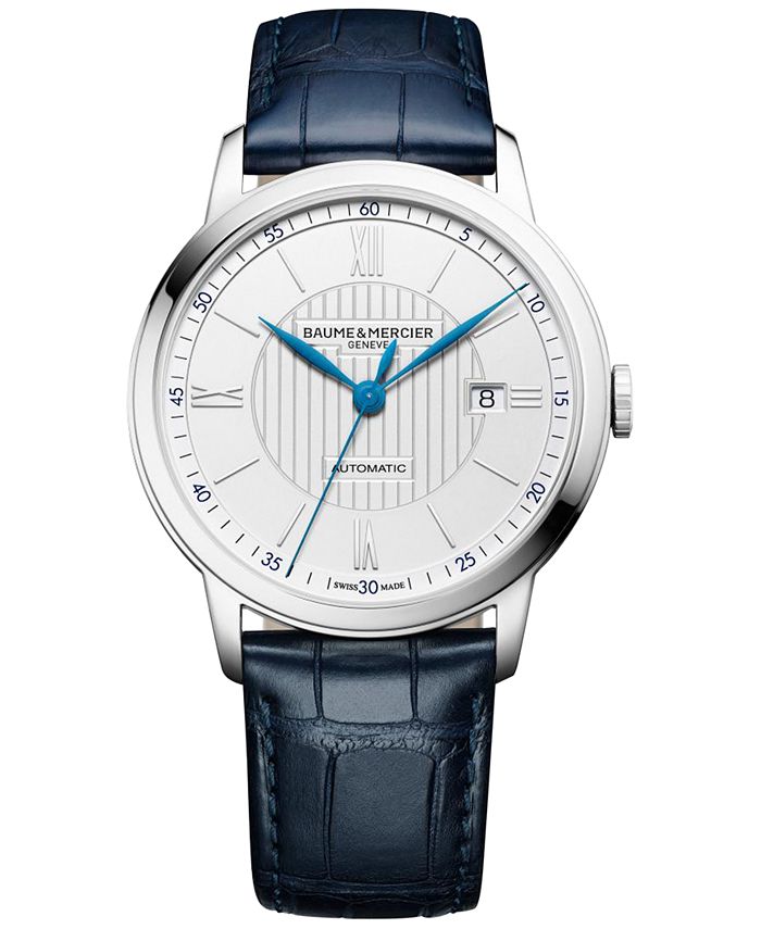 Baume & Mercier - Men's Swiss Automatic Classima Navy Leather Strap Watch 42mm M0A10333