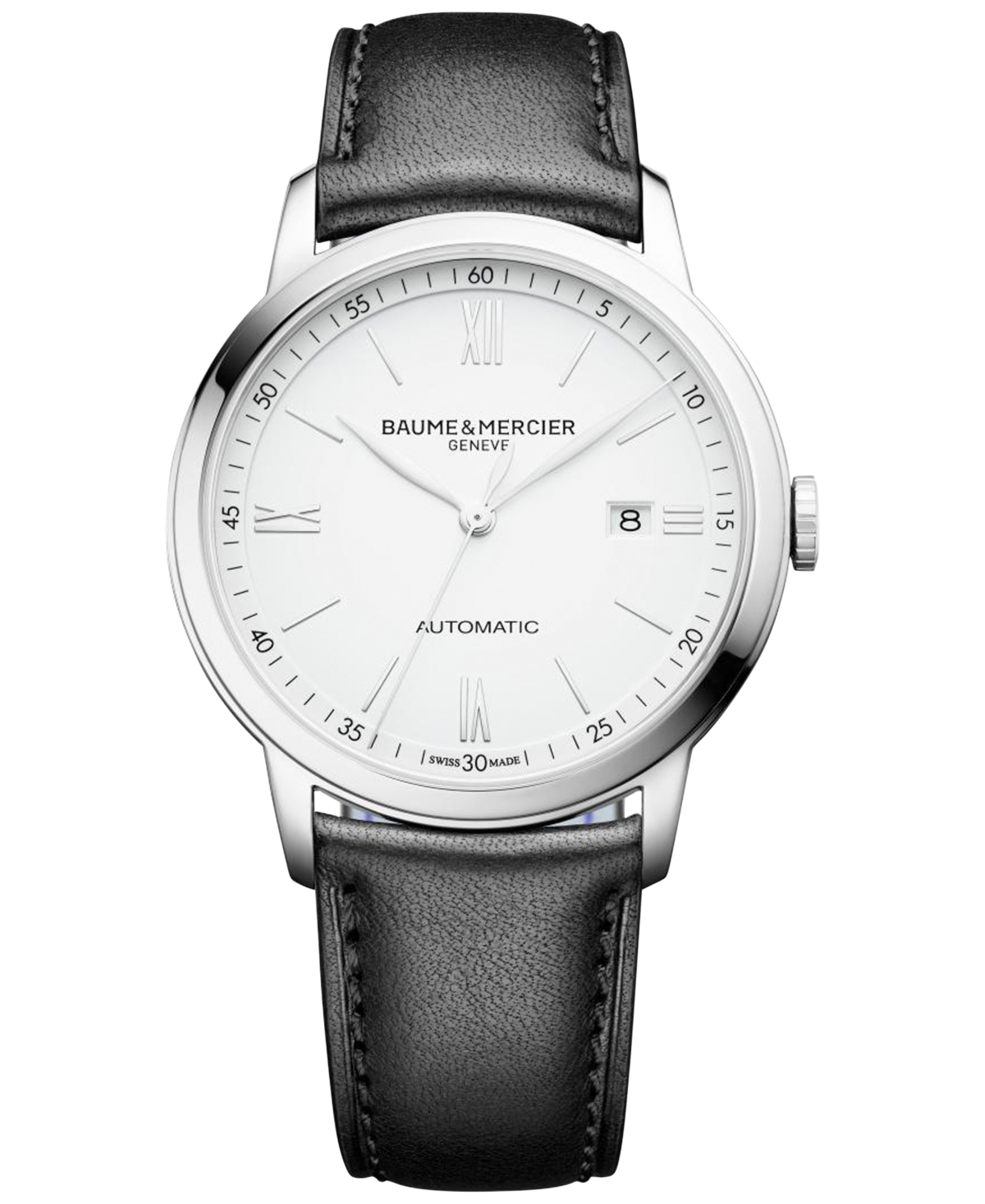 Shop Baume & Mercier Men's Swiss Automatic Classima Black Leather Strap Watch 42mm M0a10332