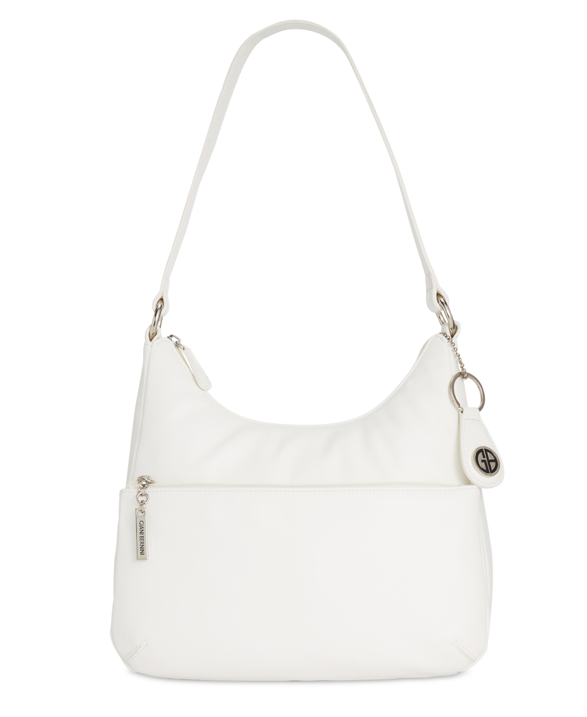 Giani Bernini Nappa Leather Hobo Bag, Created For Macy's In White,silver
