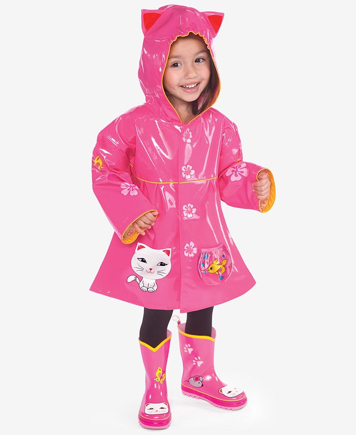 Fulision 2-8 Years Old for Little Girl Cute Printing Waterproof Hooded Raincoat